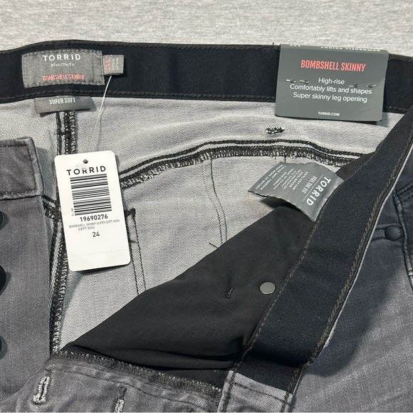 Torrid Bombshell Skinny Jeans Super Soft High Rise Size 24W Gray Wash NWT - Picture 5 of 12